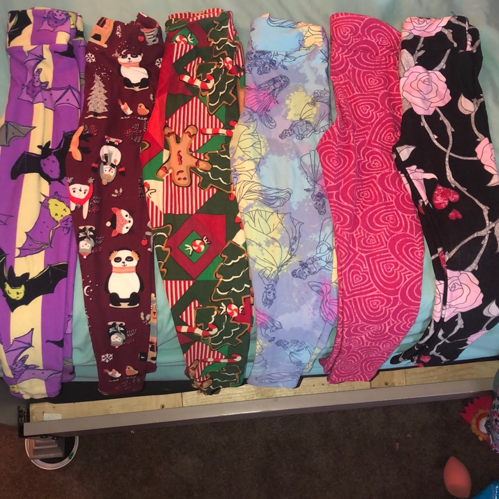 Little girl lularoe themed S/M leggings (6total)